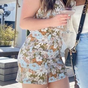 Altar'd State Blue and Brown Mini Skirt and top